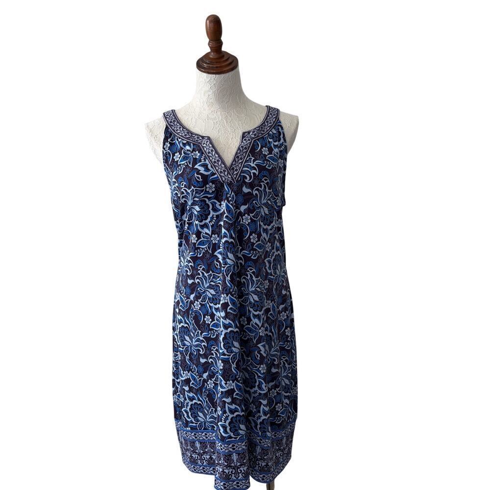 Wayward Grace sleeveless blue floral print dress size large boho resort chic - Picture 2 of 8